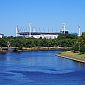 Le stade de Melbourne de loin