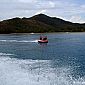 Tous les deux trainés dans une bouée par mon cousin sur son jetski, d'énormes fou-rires !!! ;)